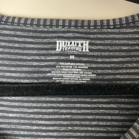 Duluth Trading Co NoGA Classic Short Sleeve Dress Black & Gray Stripe Size M - Picture 2 of 7